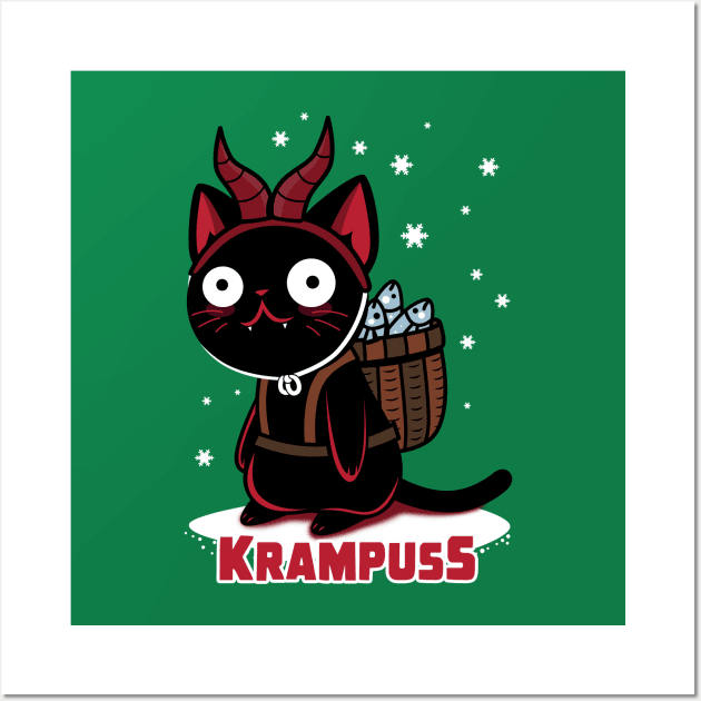 Krampuss Funny Cute Kawaii Christmas Krampus Cat Wall Art by BoggsNicolas